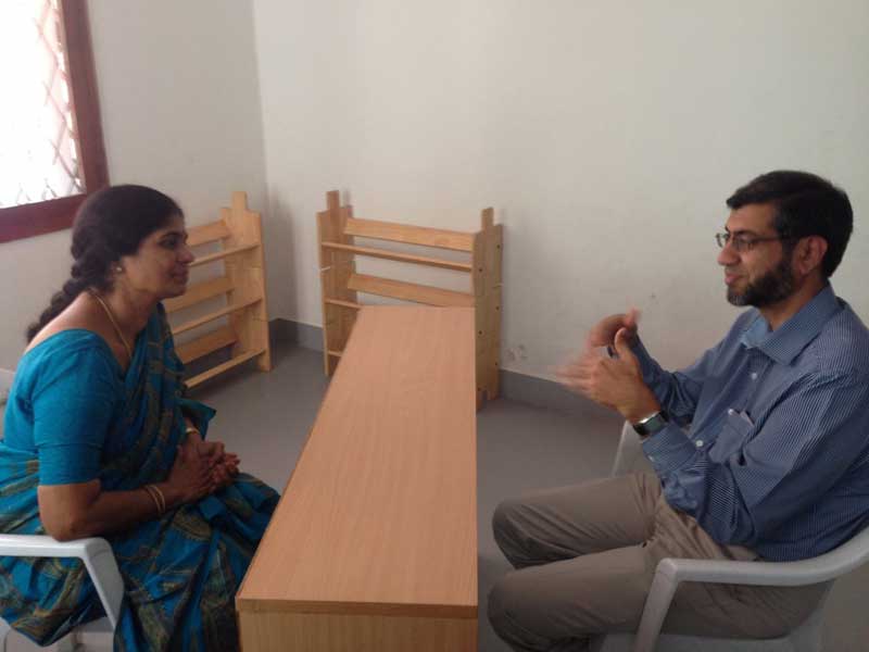 Trustee Omar being examined by Sr. Montessorian Uma Devi