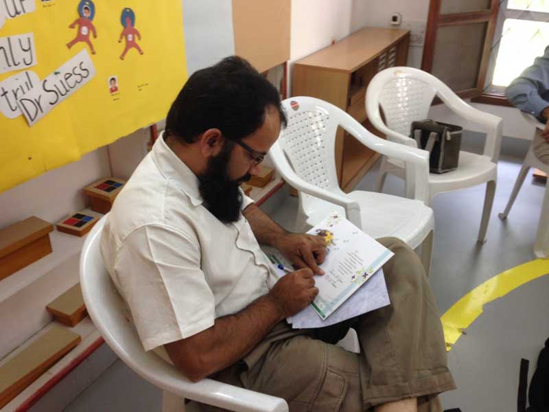 Trustee Navaid in the midst of his Montessori Exam Preparation
