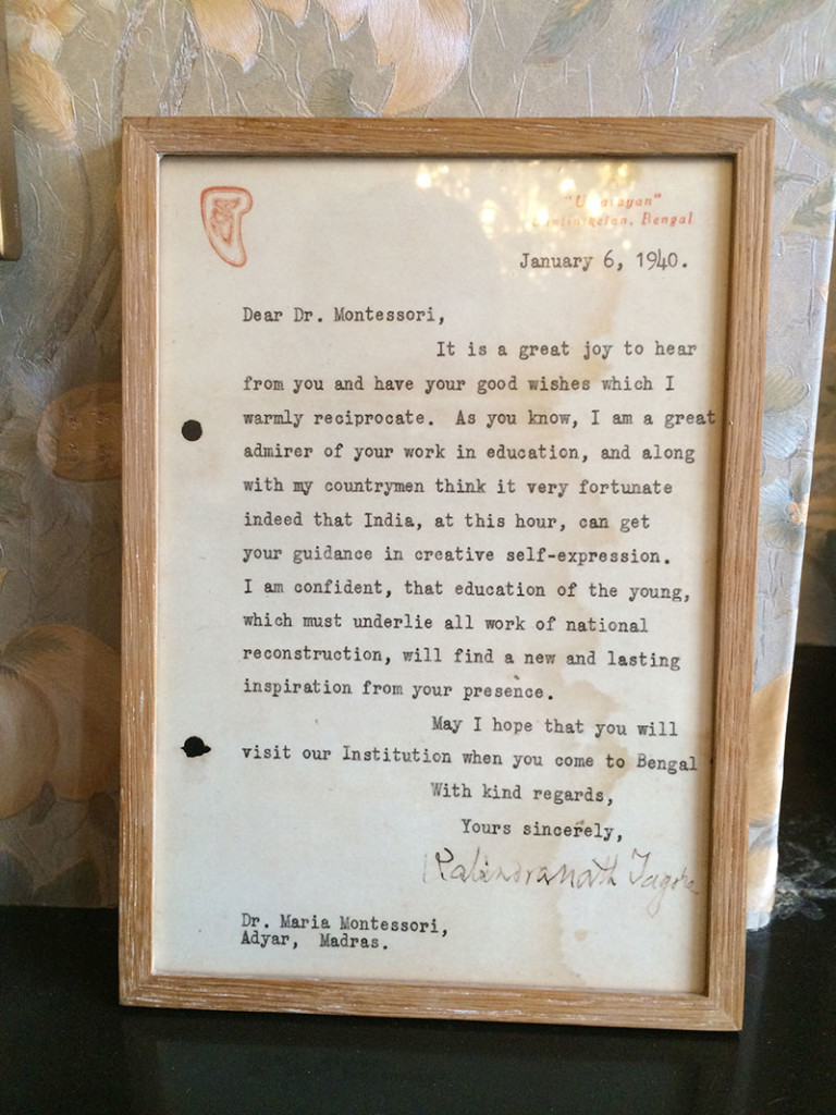 Original Letter of Appreciation by Rabindranath Tagore to Maria Montessori